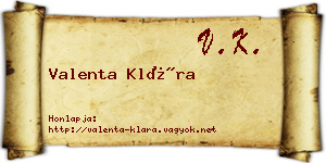 Valenta Klára névjegykártya