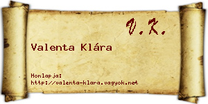 Valenta Klára névjegykártya